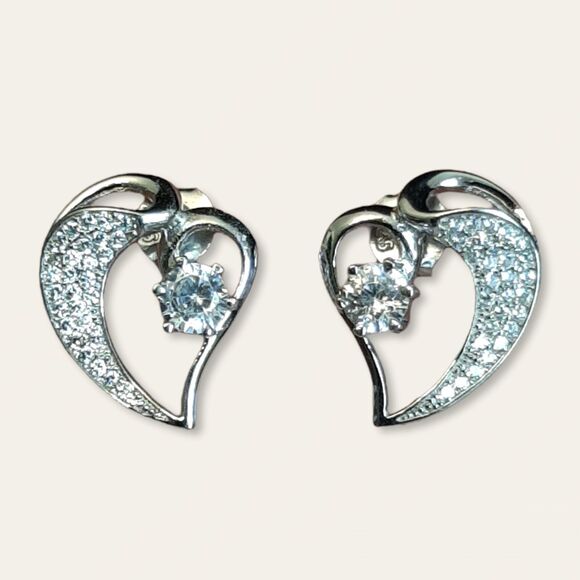 Jewelry - NEW Sterling Silver 925 Micro Pave Cubic Zirconia Studs Awesome Earrings Italy